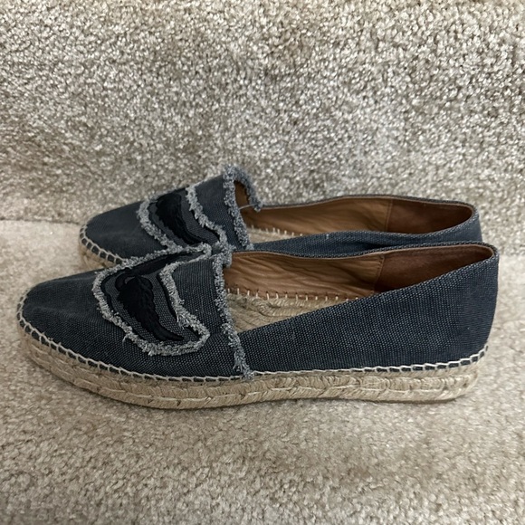 Zadig&Voltaire Canvas Espadrilles Women's Black Denim Slip On Wings Size 41 NWOB - Picture 3 of 8